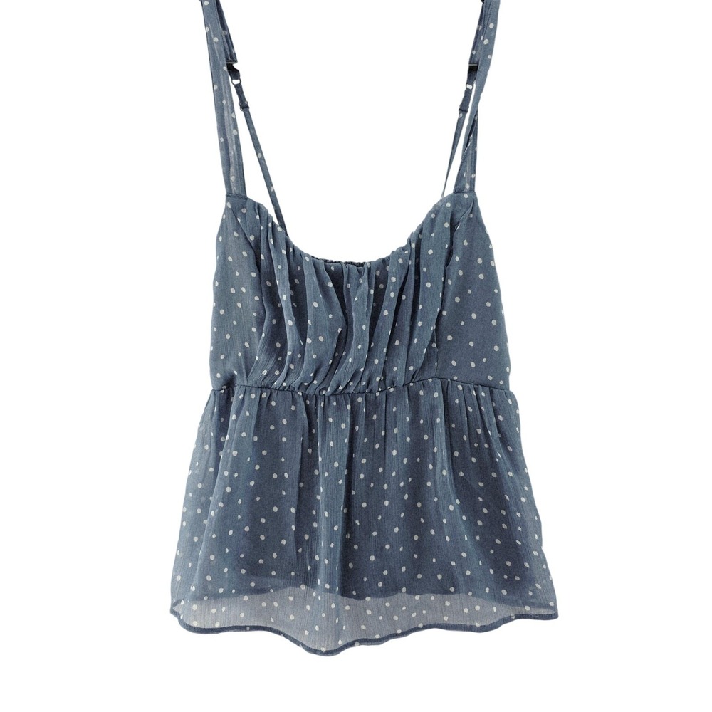 Abercrombie & Fitch Top Womens S Blue Polka Dot Coquette Fairy‎ Babydoll Peplum